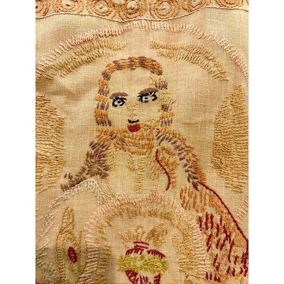 Magnolia Pearl Embroidered Linen Kimono Jesus Back Floral Duster Boho Whimsy - Picture 11 of 14